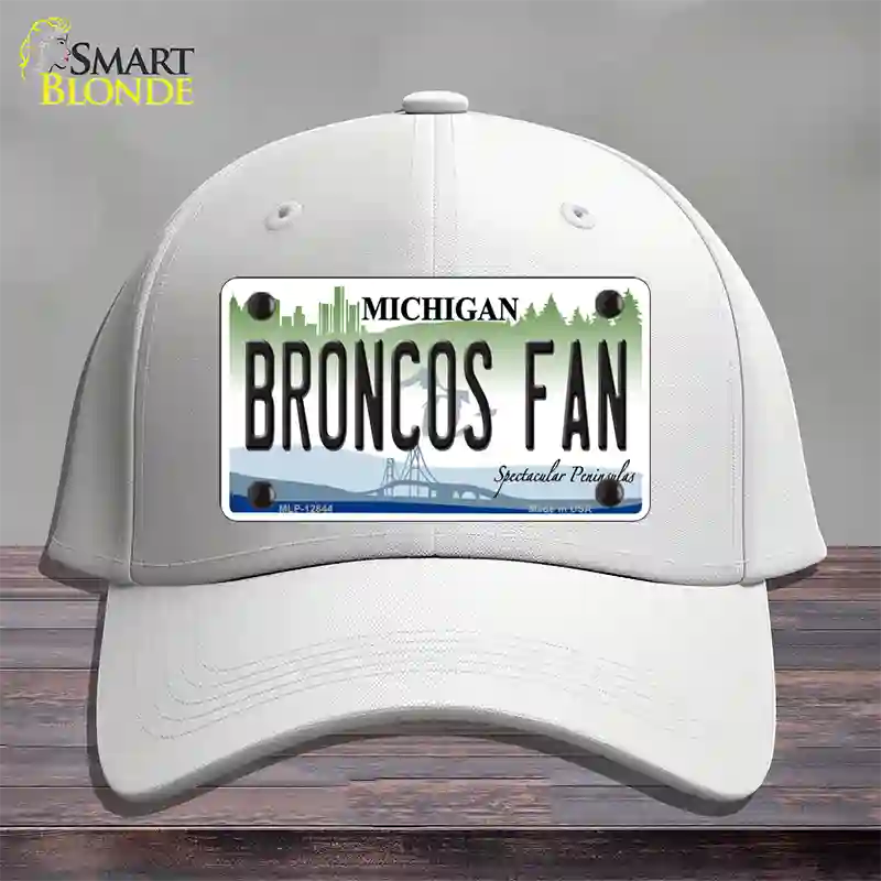 Broncos Fan Michigan Novelty License Plate Hat Cotton / White