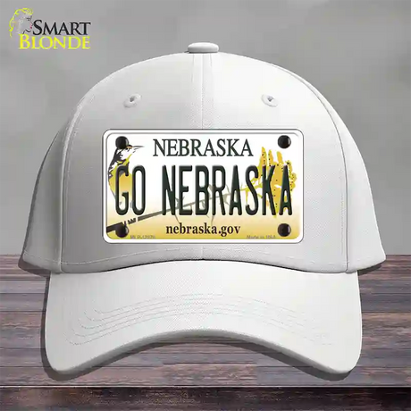 Go Nebraska Novelty License Plate Hat Cotton / White