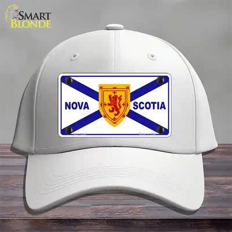 Nova Scotia Flag Novelty License Plate Hat Cotton / White