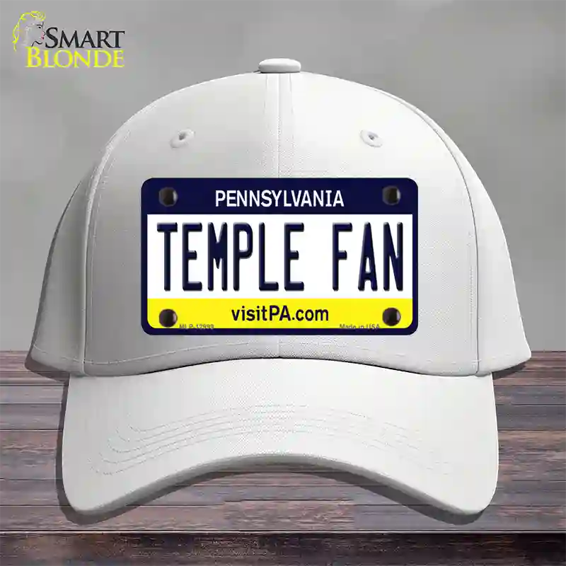 Temple Fan Novelty License Plate Hat Cotton / White