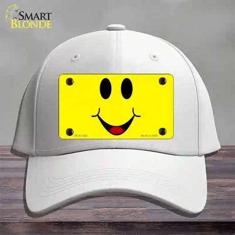 Happy Smiley Novelty License Plate Hat Cotton / White