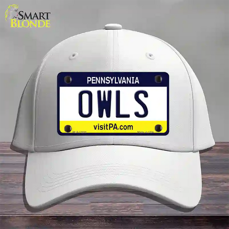 Owls Novelty License Plate Hat Cotton / White