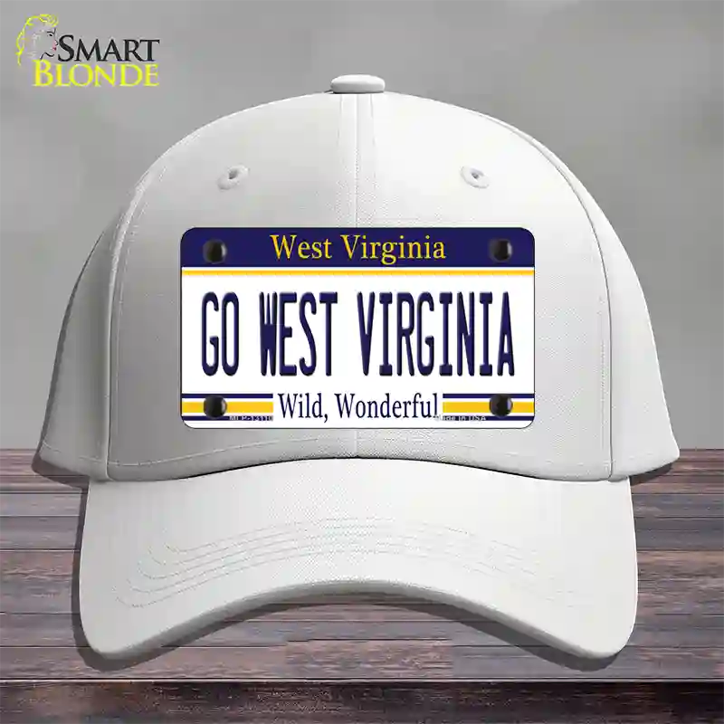 Go West Virginia Novelty License Plate Hat Cotton / White