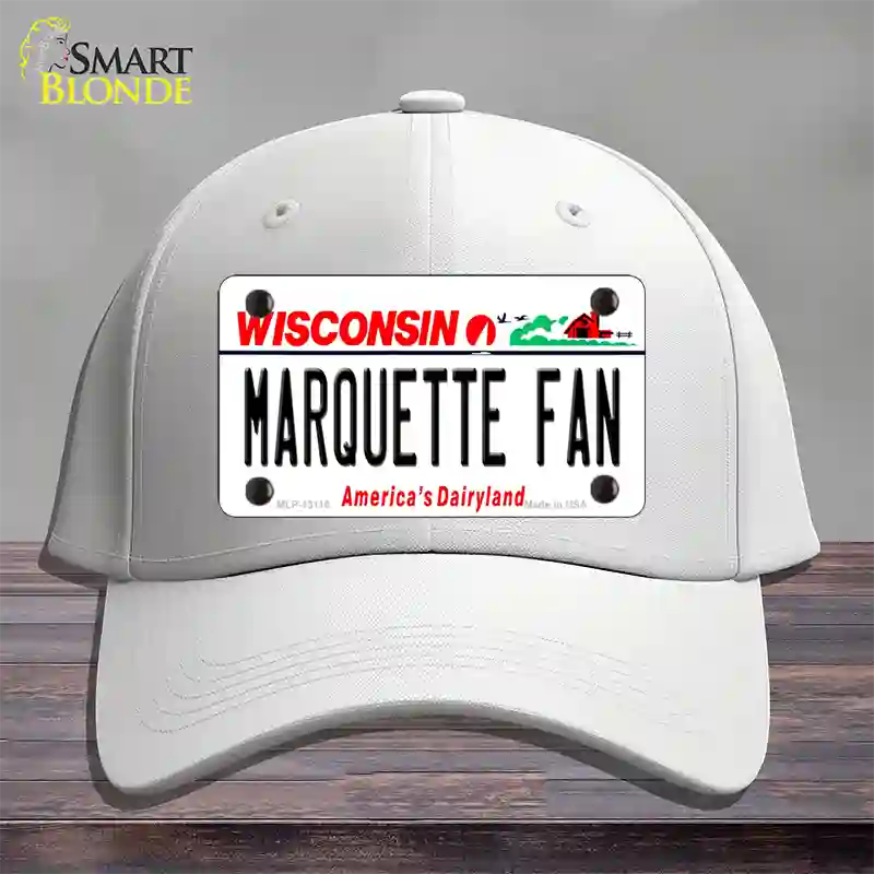 Marquette Fan Novelty License Plate Hat Cotton / White