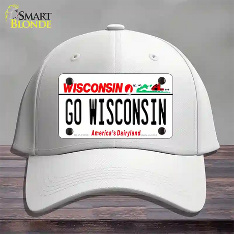 Go Wisconsin Novelty License Plate Hat Cotton / White