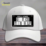 Pick A Vowel Novelty License Plate Hat Cotton / White