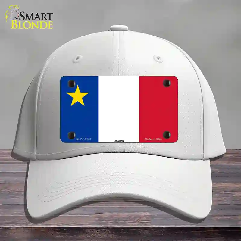 Acadian Canada Flag Novelty License Plate Hat Cotton / White