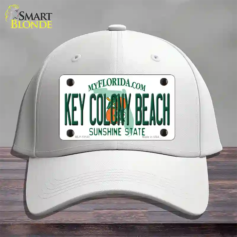 Key Colony Beach Florida Novelty License Plate Hat Cotton / White