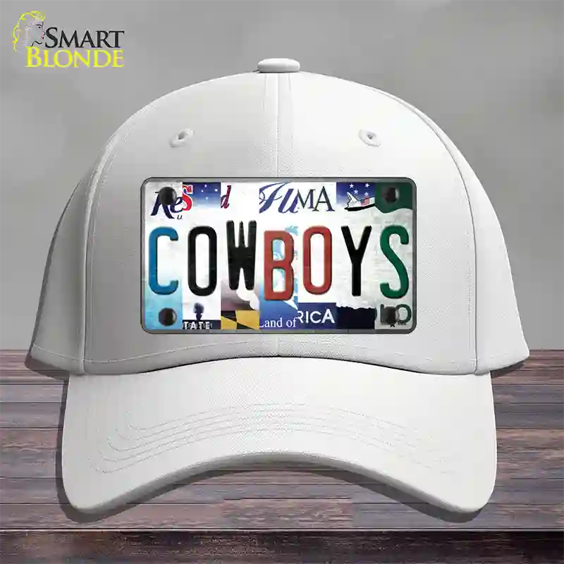 Cowboys Strip Art Novelty License Plate Hat Tag Cotton / White