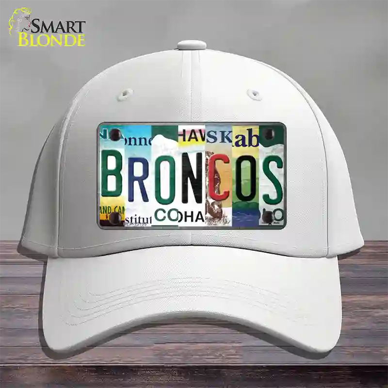 Broncos Strip Art Novelty License Plate Hat Tag Cotton / White