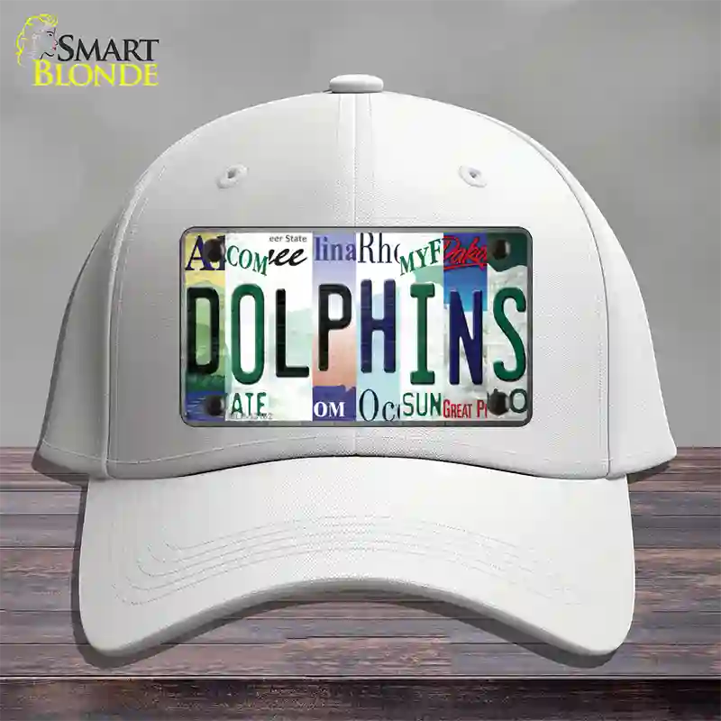 Dolphins Strip Art Novelty License Plate Hat Tag Cotton / White