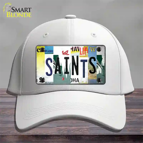 Saints Strip Art Novelty License Plate Hat Tag Cotton / White