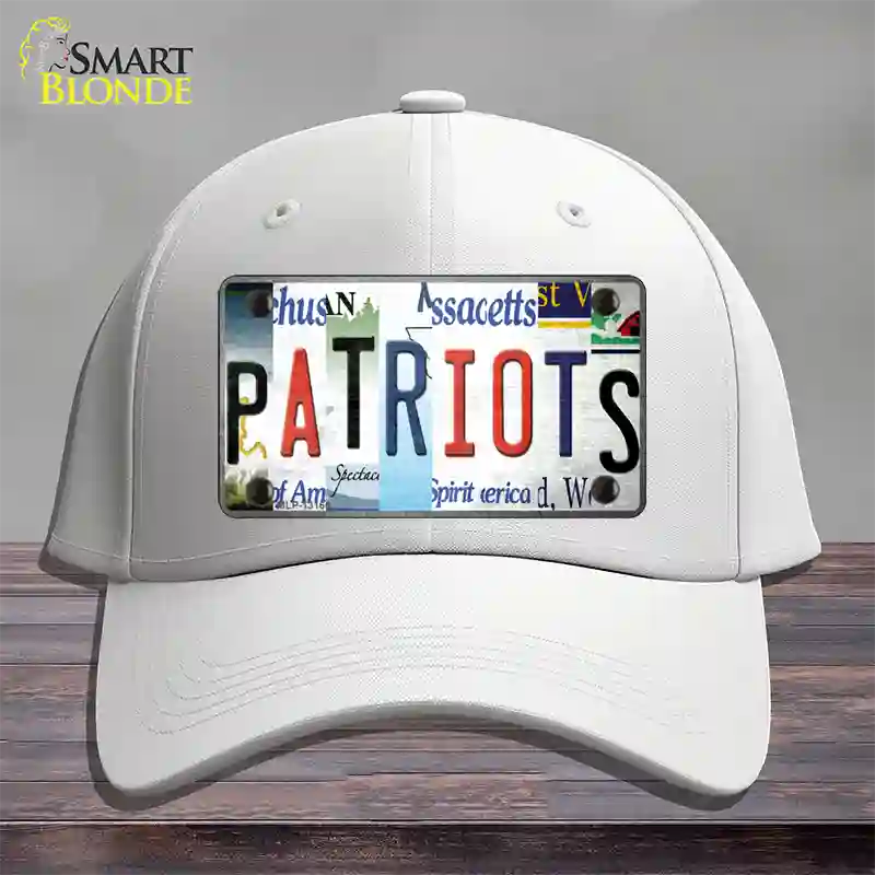 Patriots Strip Art Novelty License Plate Hat Tag Cotton / White