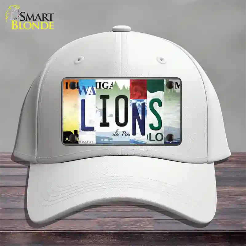 Lions Strip Art Novelty License Plate Hat Tag Cotton / White