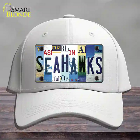 Seahawks Strip Art Novelty License Plate Hat Tag Cotton / White