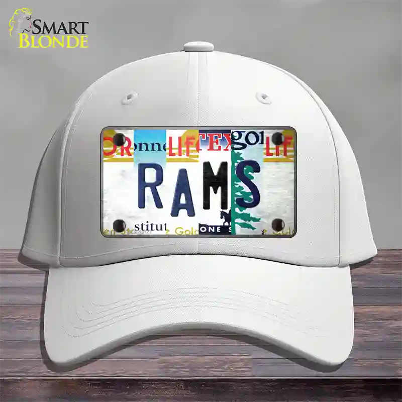 Rams Strip Art Novelty License Plate Hat Tag Cotton / White