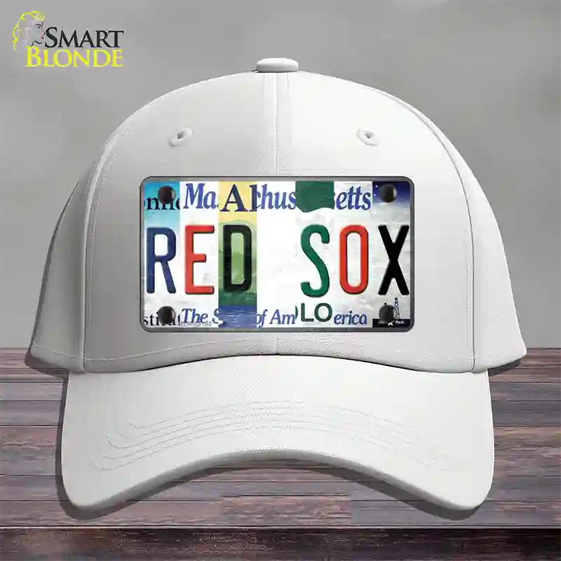 Red Sox Strip Art Novelty License Plate Hat Tag Cotton / White