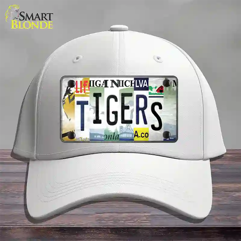 Tigers Strip Art Novelty License Plate Hat Tag Cotton / White