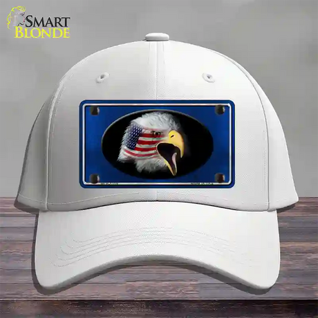 American Flag Eagle Blue Novelty License Plate Hat Cotton / White