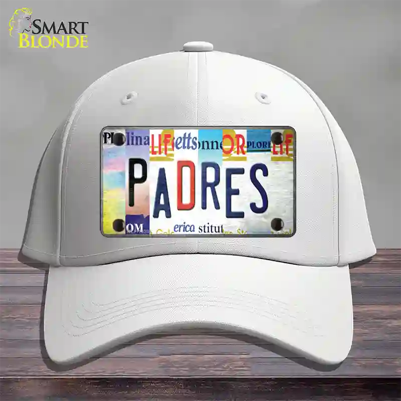 Padres Strip Art Novelty License Plate Hat Tag Cotton / White