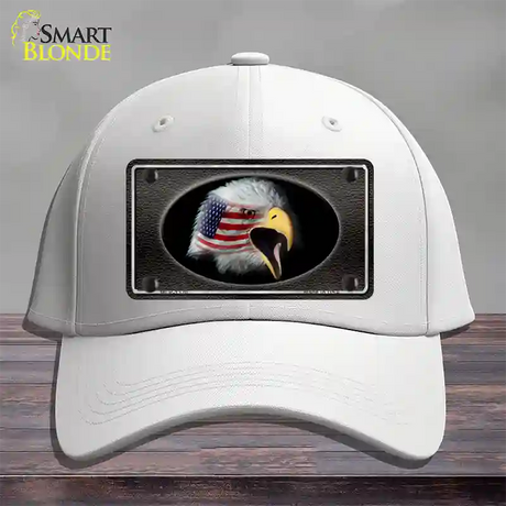 American Flag Eagle Black Novelty License Plate Hat Cotton / White