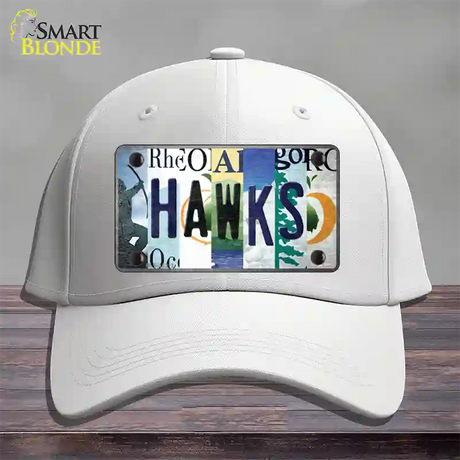 Hawks Strip Art Novelty License Plate Hat Tag Cotton / White