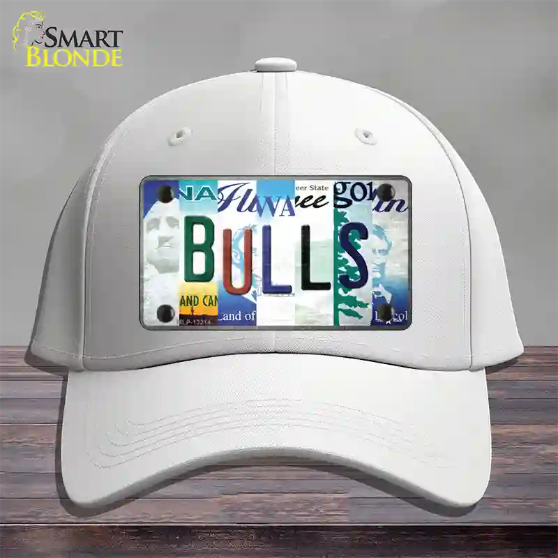 Bulls Strip Art Novelty License Plate Hat Tag Cotton / White