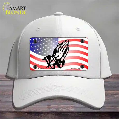 American Flag Praying Hands Novelty License Plate Hat Cotton / White