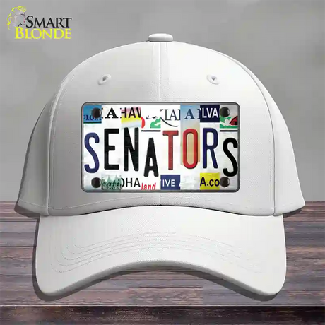 Senators Strip Art Novelty License Plate Hat Tag Cotton / White