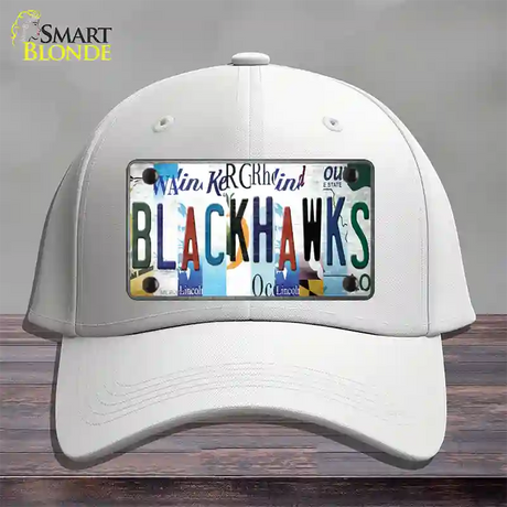 Blackhawks Strip Art Novelty License Plate Hat Tag Cotton / White