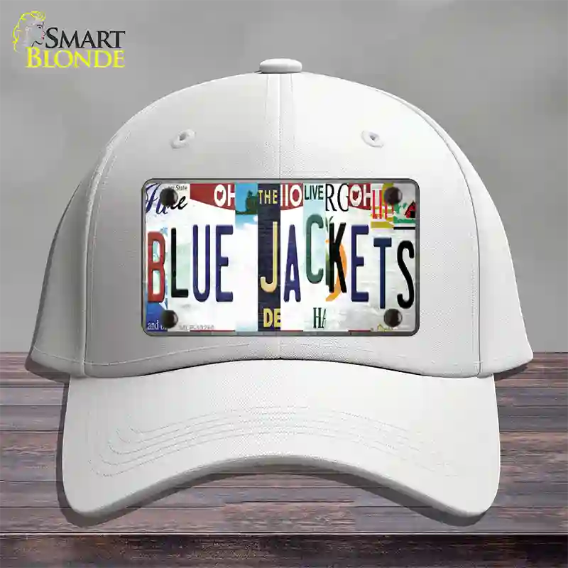 Blue Jackets Strip Art Novelty License Plate Hat Tag Cotton / White