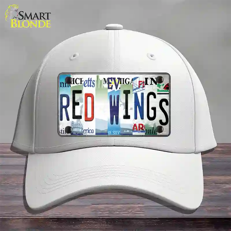 Red Wings Strip Art Novelty License Plate Hat Tag Cotton / White