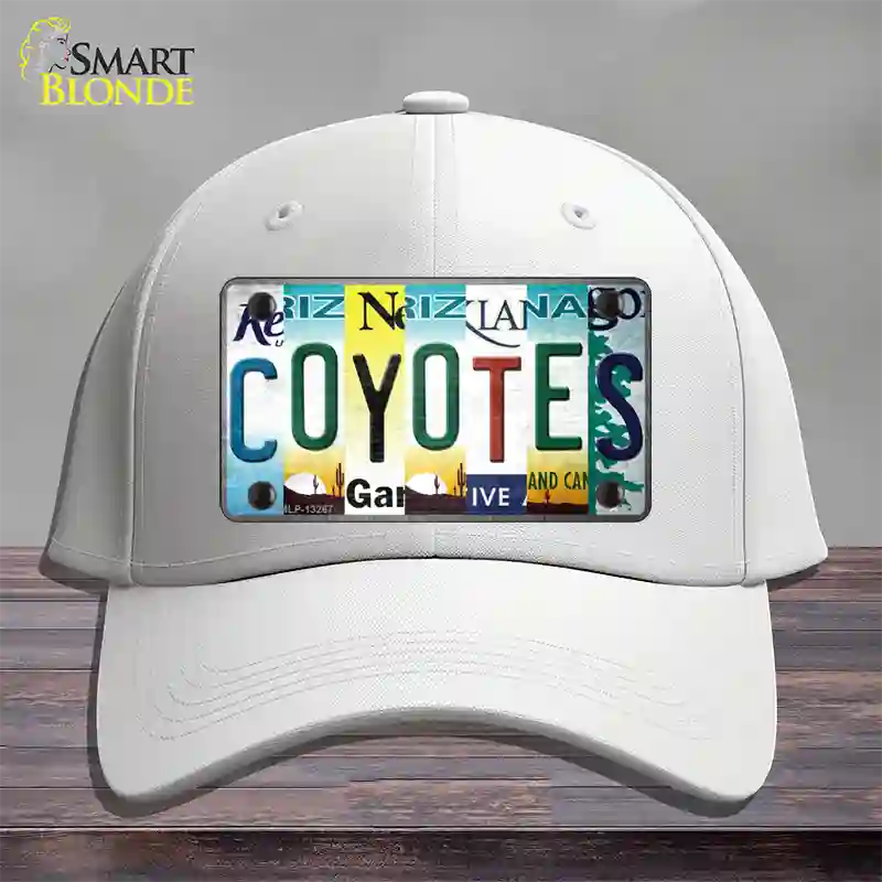 Coyotes Strip Art Novelty License Plate Hat Tag Cotton / White