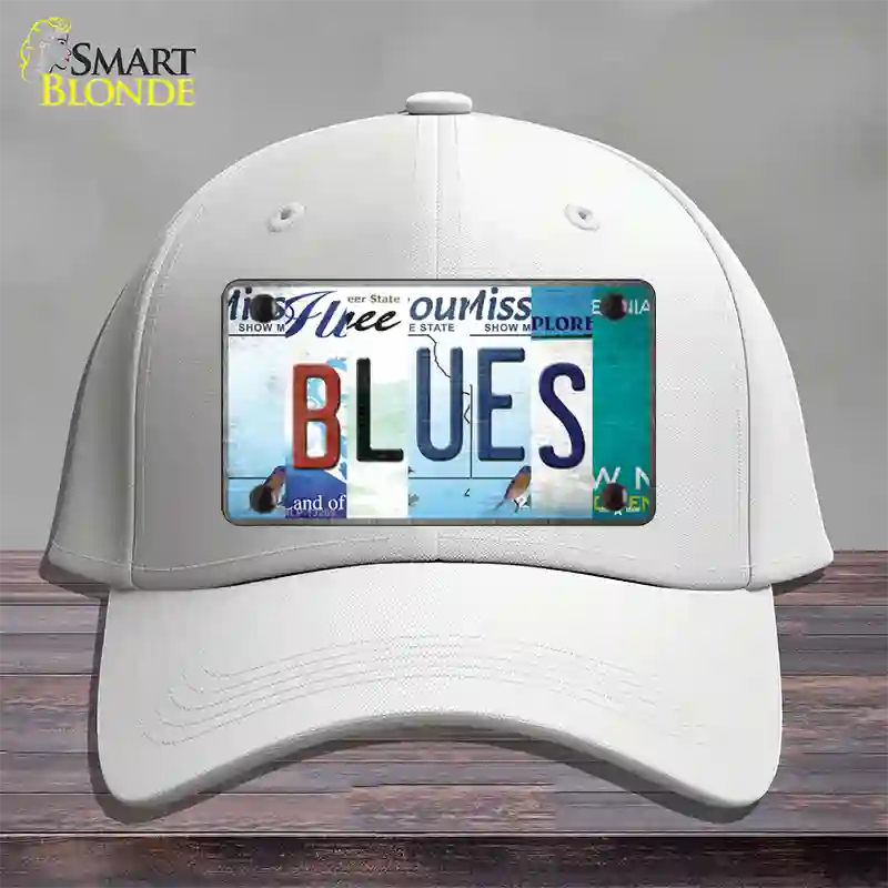 Blues Strip Art Novelty License Plate Hat Tag Cotton / White