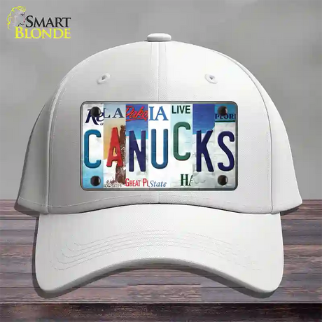 Canucks Strip Art Novelty License Plate Hat Tag Cotton / White