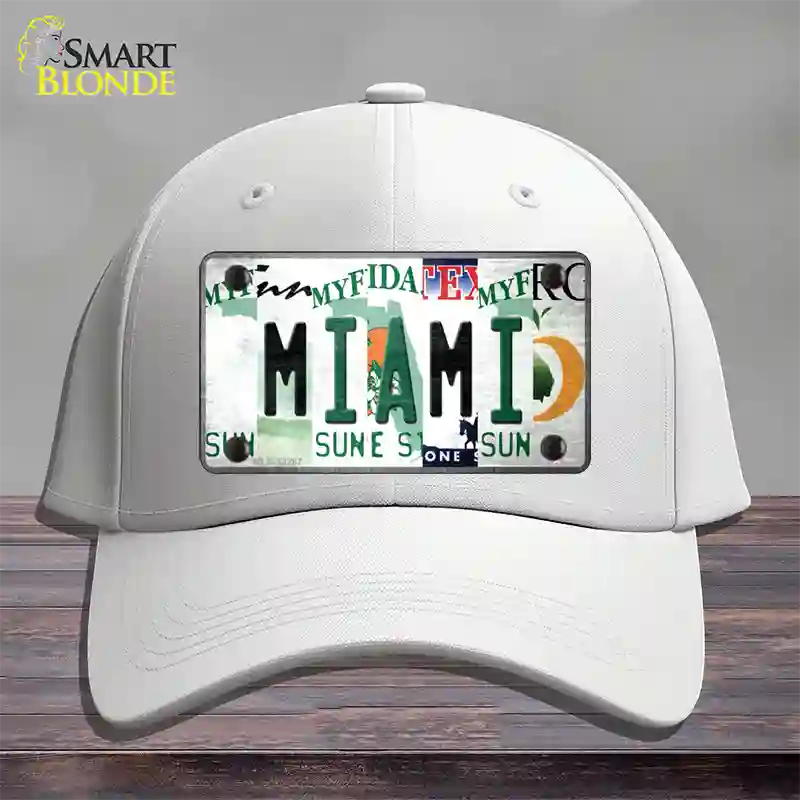 Miami Strip Art Novelty License Plate Hat Tag Cotton / White