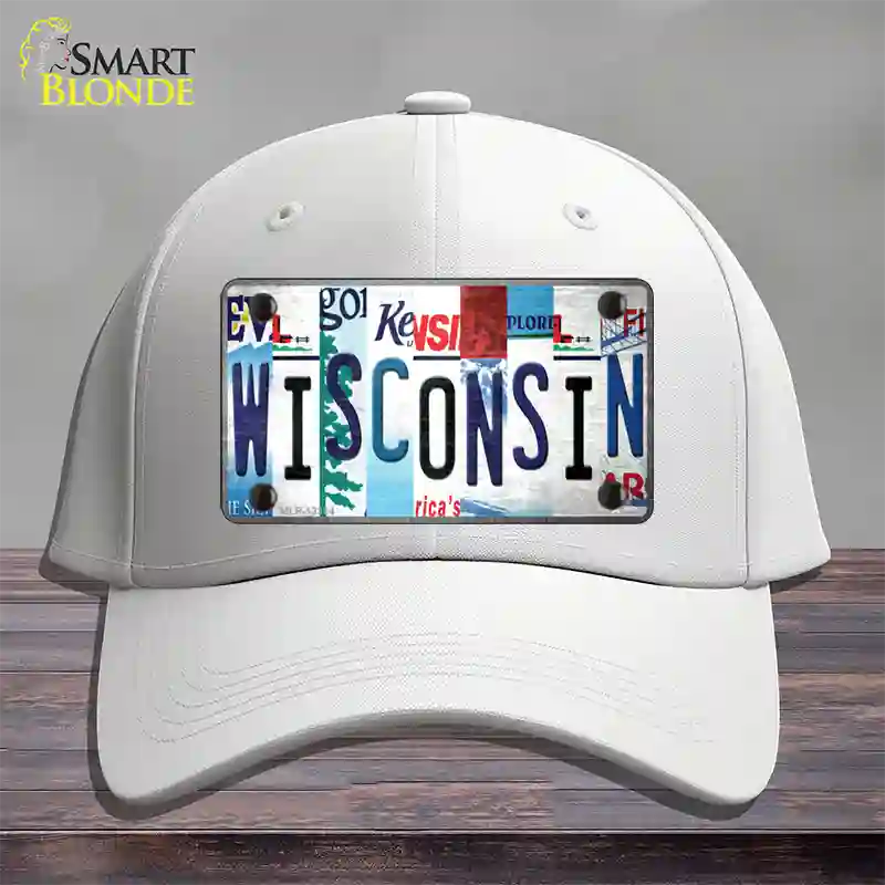 Wisconsin Strip Art Novelty License Plate Hat Tag Cotton / White