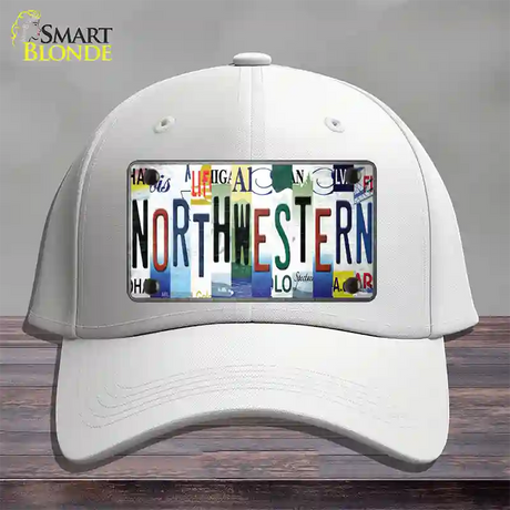 Northwestern Strip Art Novelty License Plate Hat Tag Cotton / White