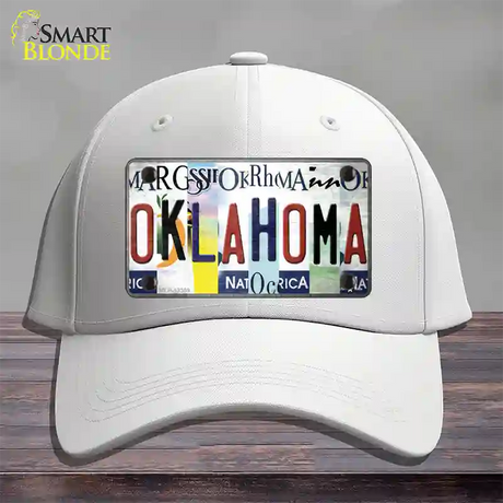 Oklahoma Strip Art Novelty License Plate Hat Tag Cotton / White