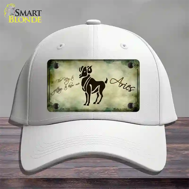 Aries Zodiac Novelty License Plate Hat Cotton / White