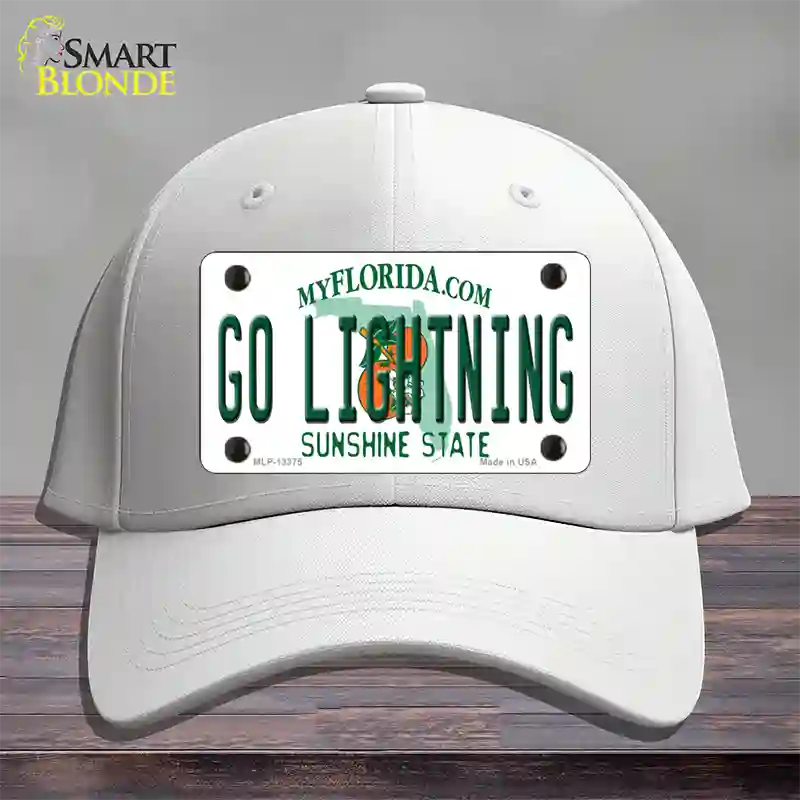 Go Lightning Novelty License Plate Hat Tag Cotton / White