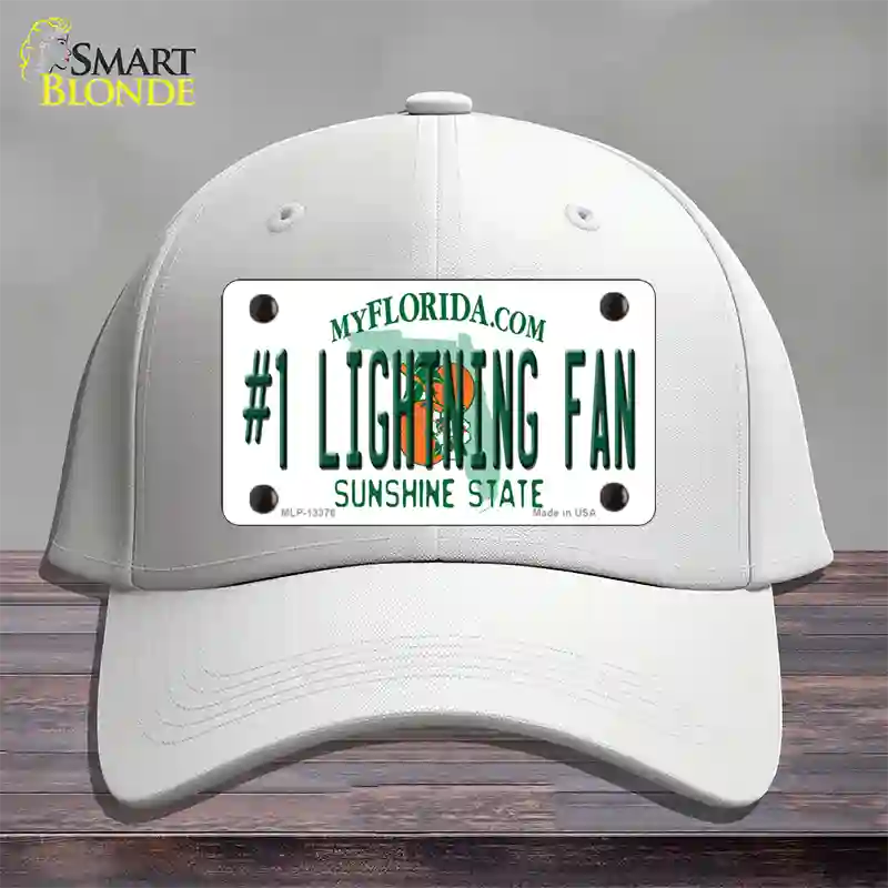 Number 1 Lightning Fan Novelty License Plate Hat Tag Cotton / White