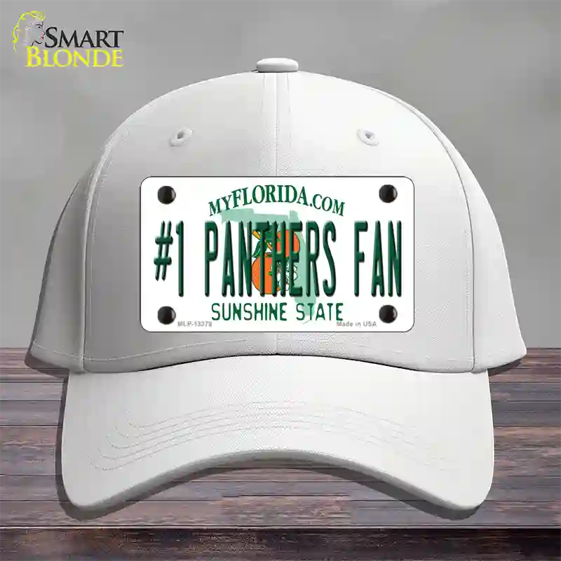 Number 1 Panthers Fan Novelty License Plate Hat Tag Cotton / White