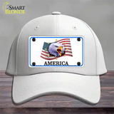 Waving Flag Bald Eagle Novelty License Plate Hat Cotton / White