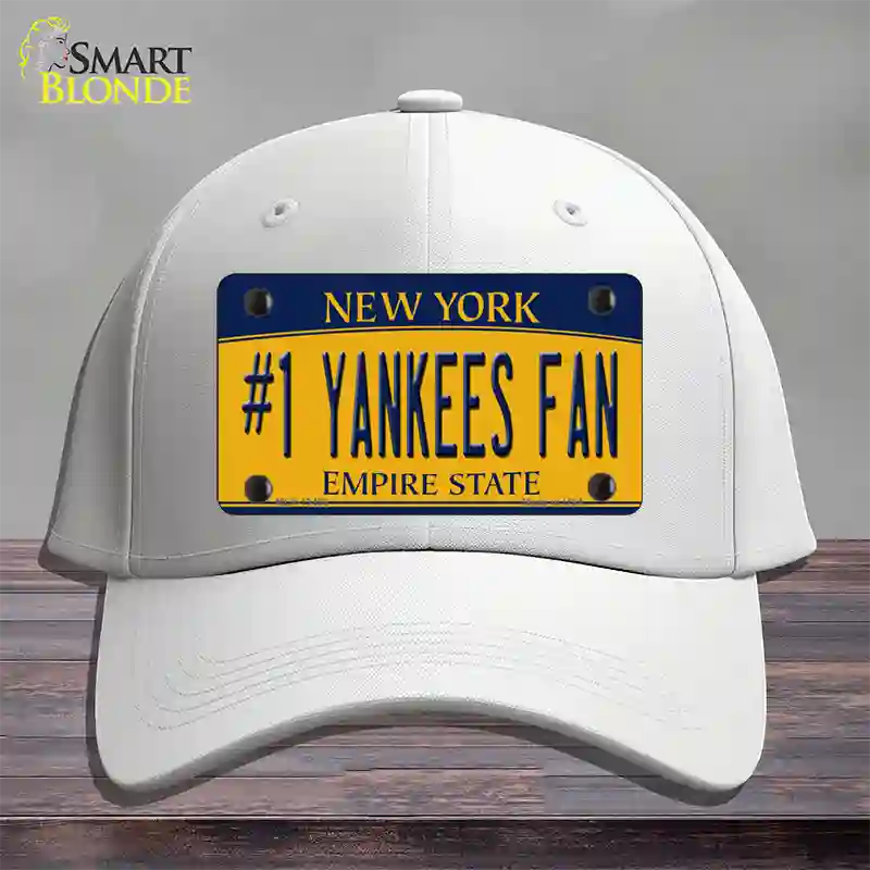 Number 1 Yankees Fan Novelty License Plate Hat Tag Cotton / White