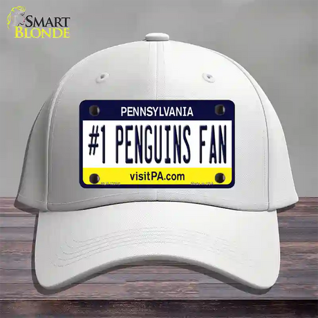 Number 1 Penguins Fan Novelty License Plate Hat Tag Cotton / White