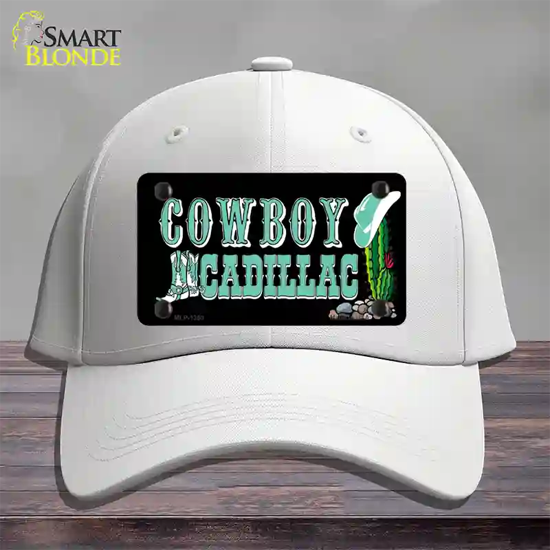 Cowboy Cadillac Novelty License Plate Hat Cotton / White