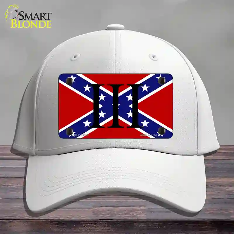 3 Percenter Confederate Novelty License Plate Hat Tag Cotton / White