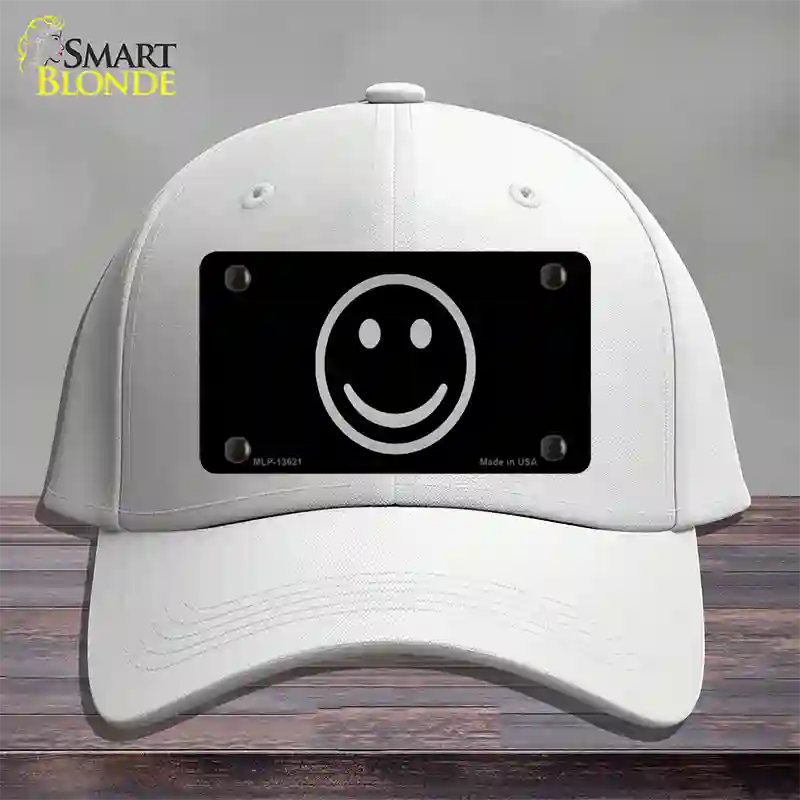 Smiley Black Novelty License Plate Hat Tag Cotton / White