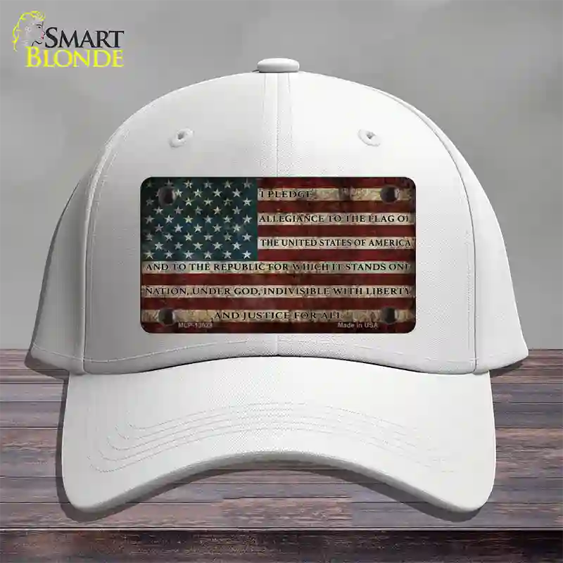 I Pledge Allegiance Flag Novelty License Plate Hat Tag Cotton / White